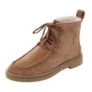 Madewell Women’s Travis Lace Up Shearling Booties Size: 6.5 Truffle Brown Suede.
